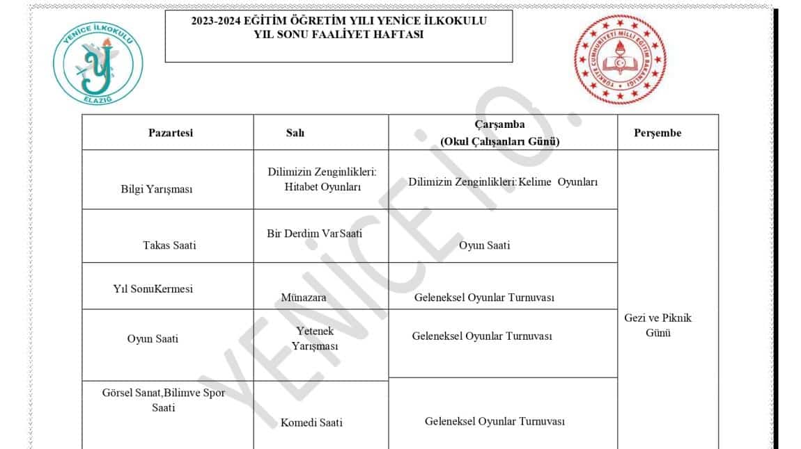 2023-2024 YIL SONU FAALİYET HAFTASI ETKİNLİĞİMİZ